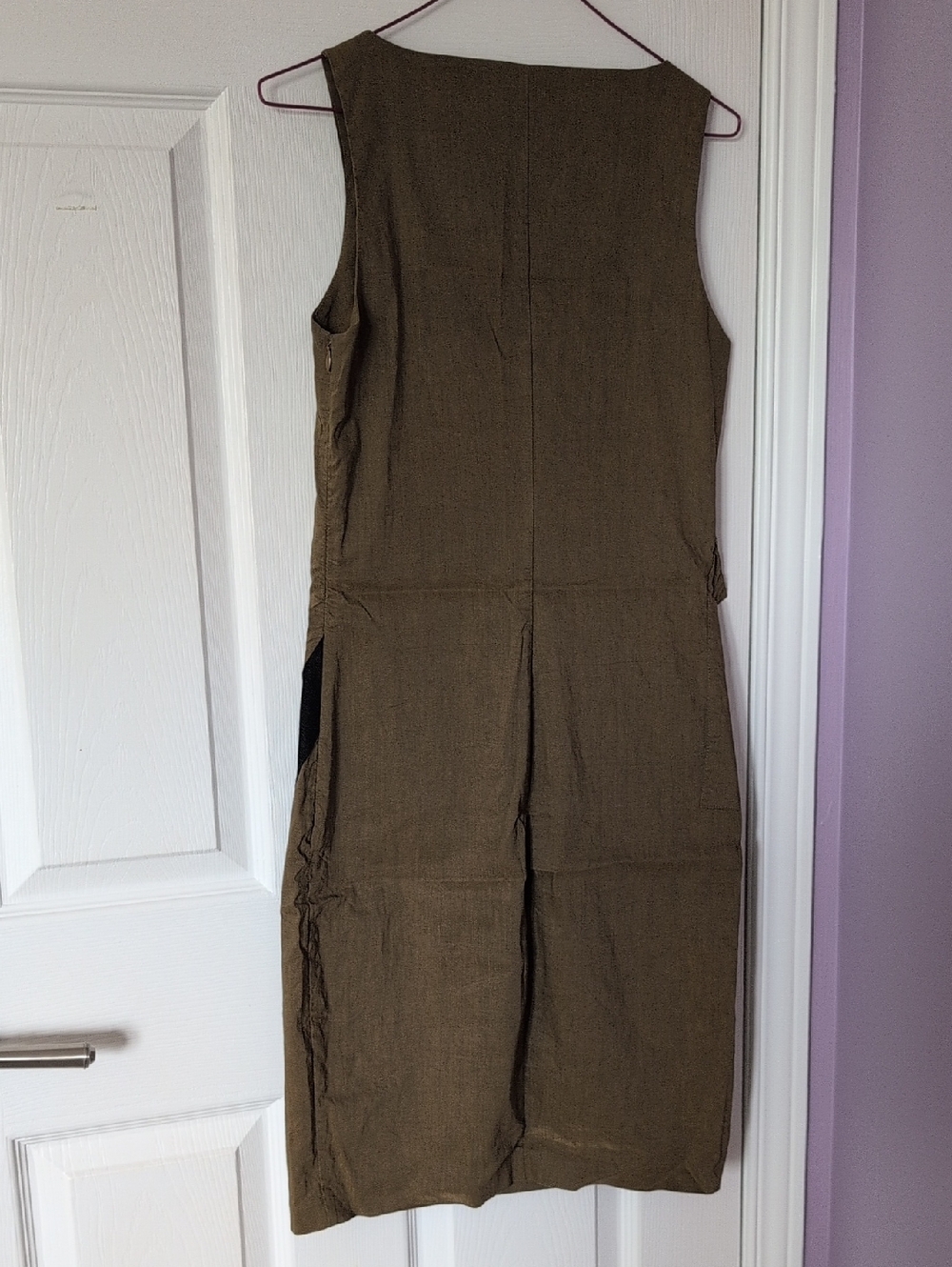 EUC Sarah Pacini Mustard Shift Dress with Black Accent - Picture 3 of 7